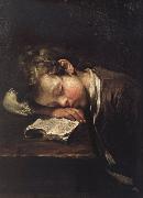 Jean Baptiste Greuze la petit paresseux oil on canvas